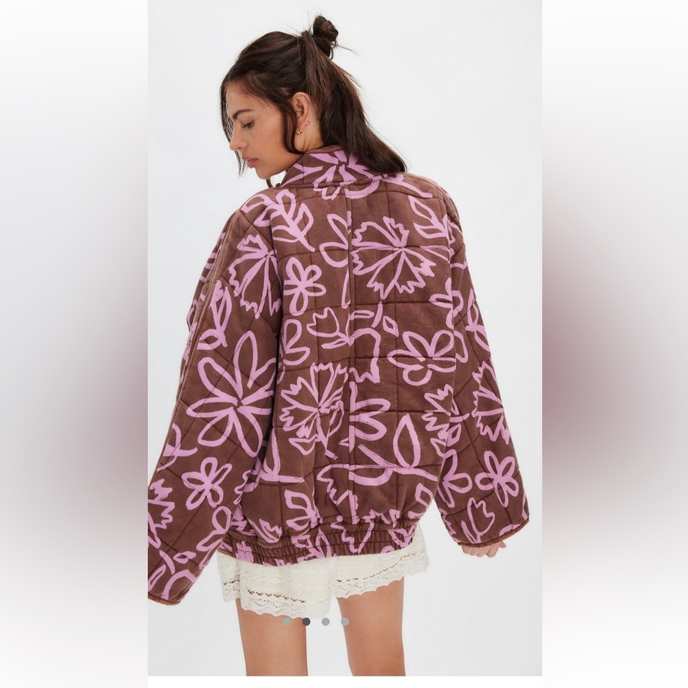 Free People Printed Dolman Jacket- Chocolate Combo - Picture 2 of 5